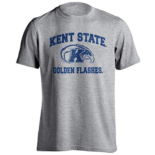 Sport Your Gear Kent State Golden Flashes Officially Licensed Distressed Retro Logo Short Sleeve T-Shirt Game Day Tee Spirit Wear Fan Gear Apparel, Athletic Heather, Large