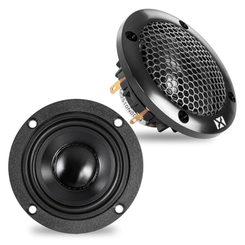 NVX XQS2 2.5 XQ-Series 4-Ohm Midrange Car Speakers with Vehicle Adapters 200W Peak / 100W RMS Pair Neodymium Motor Aluminum Cones Grilles Included