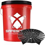 Xtremeauto SAFESCRUB Car Wash Bucket 22L – Red with Black Lid and Grit Guard – Heavy-Duty Detailing Kit for Car Cleaning, Valeting & Maintenance (22 Litre Capacity)