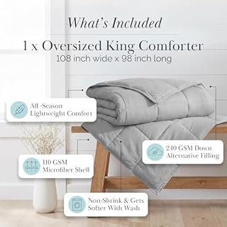 Southshore Fine Living, Inc. California King Size Comforter, Pet Hair Resistant Bedding Comforters, Oversized Down Alternative Comforter, Duvet Insert King, Steel Grey Comforters
