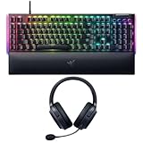 Razer RZ03-04690200 BlackWidow V4 Green Switch Gaming Keyboard with 104 Keys (Black, Renewed) Bundle with Razer Barracuda X Wireless Multi-Platform Over Ear Headset (Black, Renewed) (2 Items)