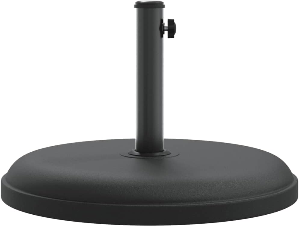 vidaXL Parasol Base - Round Concrete-Filled Plastic Umbrella Stand for 1.3"/1.4"/1.5" Poles - Black, 19.5"x12.6", 55.1 lb