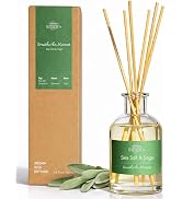 BITSOTA Natural Reed Diffuser Set, Sea Salt &amp; Sage 3.52 oz (100ml) Scented Diffuser with Sticks H...