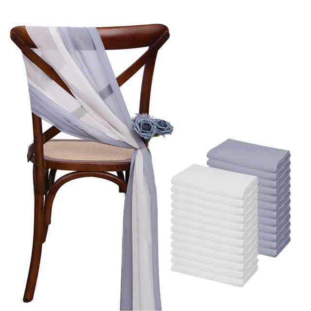 Generisch 50 STÜCKE (25er-Set) 30 * 275 cm Lila Chiffon-Stuhlschärpen für Hochzeitsdekorationen Chiffon Vertikale Stuhlvorhänge Blauer Tüll-Stuhlbezug