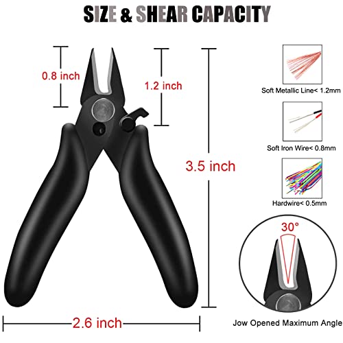 Image of BOENFU 3.5 Inches Mini Cutter with Lock, Flush Cutters, Small Wire Snips, Micro Wire Cutter with Spring, Black