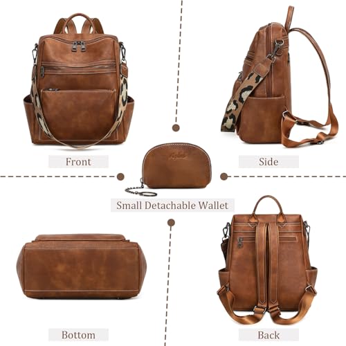 Image of AGLOD Leather Backpack Purse for Women Designer Ladies Shoulder Bag Fashion Faux Work Travel Handbags