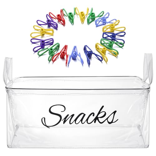 Newtay 17 Pcs Snack Basket Sets with 16 Pcs 2 Inch Clips, Clear PVC