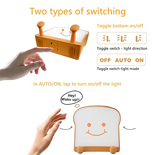 Image of QANYI Toast Bread Night Light,Soft LED Toast Lamp with Cute Face Always Smile,Bedroom Table Lamps Graduation Gifts Ideas for Teen Girls 10 11 12 13 14 Year Old Girls