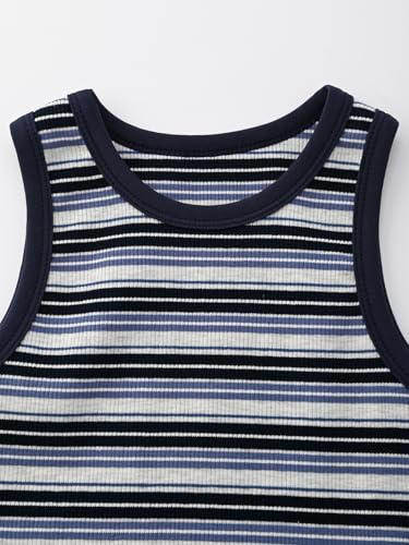 Image of BINIDUCKLING Toddler Tank Top Girls Summer Cute Striped Sleeveless Top 24 Months-8 Years