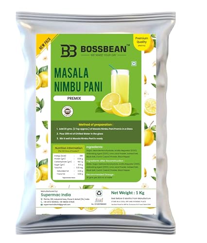 Image of Bossbean Masala Nimbu Pani Premix Powder | Refreshing Instant Lemon Drink | Just Add Water | Summer Cool Beverage | 1Kg Pack (1)