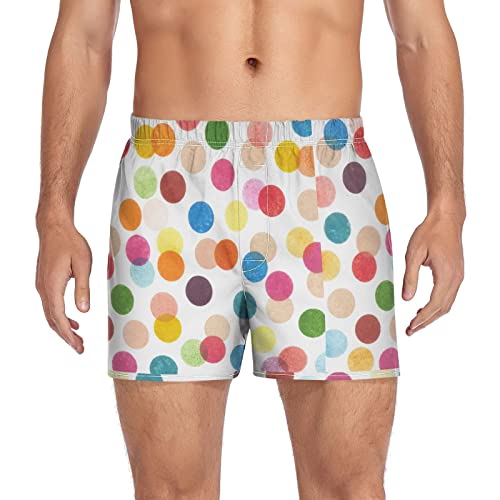 Fisyme Colorful Polka Dot Boxers for Men, Boxer Shorts Soft Mens Underwear Boxer Briefs