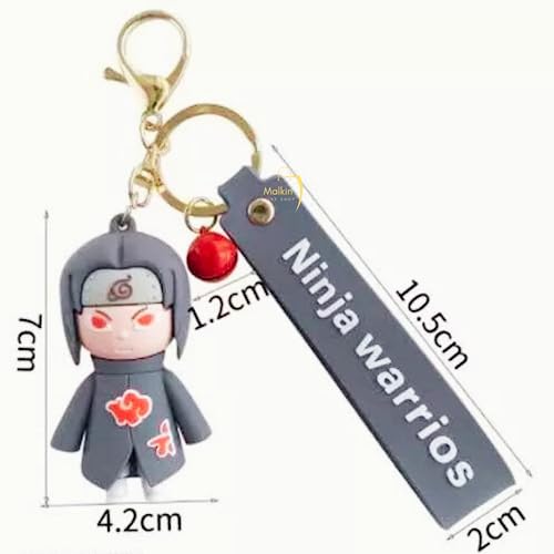Image of MALKIN Rubber Anime Keychain - Naruto Merchandise, Action Figures, Figurines, Accessories (Itachi, Silver)