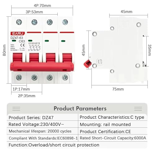 MCB disyuntor magnetotérmico 2P 16A protector contra sobrecarga corta carril DIN AC 230V 3