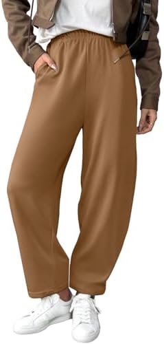 EVALESS Wide Leg Sweatpants Women Fall Clothes Casual Elastic High Waisted Baggy Pants Cropped Length Ballon Joggers