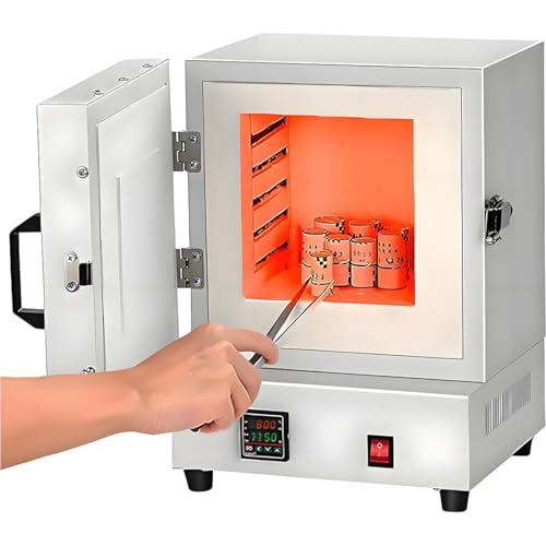▶【Controllo preciso della temperatura, riscaldamento uniforme】Il forno a muffola da 2000 W utilizza la tecnologia di riscaldamento surround su quattro lati e un controllo intelligente della temperatura da 0 a 1150 °C per garantire una distribuzione uniforme del calore. Ciò garantisce che ogni parte del pezzo venga riscaldata in modo uniforme, migliorando significativamente il tasso di successo della fusione di gioielli e la qualità della sinterizzazione della ceramica