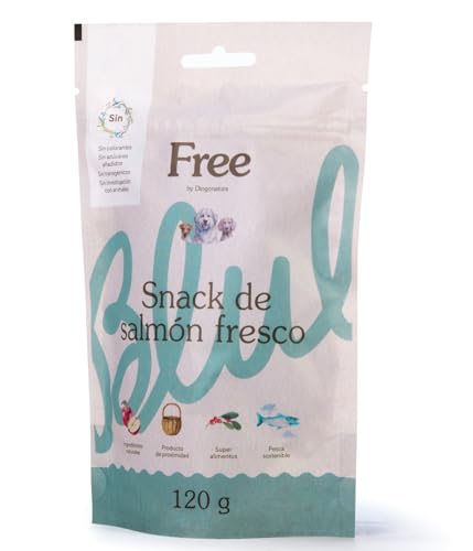 Free by Dingonatura. Snack para Perros. Chuches para Perros. Ingredientes Naturales. Premios de Salmón Fresco. 26% de proteína