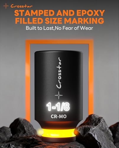 Image of Crosstar 1-1 /8'' 1 /2 inch Drive Deep Impact Socket, CR-MO Steel 6 Point Socket, High-Torque Axle shaft Nut Sockets with Stamped & Ink-Filled Size Markings, for Automotive Repairs and Home Maintenance