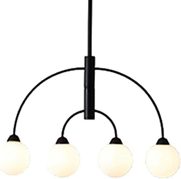 Chandelier 6 Lights Modern Mid Century Ceiling Light Industrial Matte Glass Globe Pendant Lighting Fixture for Kitchen Dining Room Living Room,Black and White,8 Lights