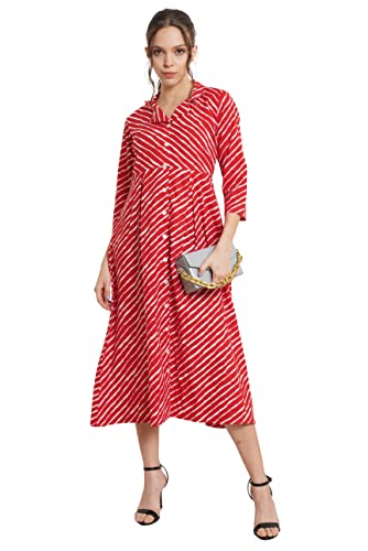 Image of COTLAND Fashions Jaipuri Cotton Flared A-Line Dress for Women