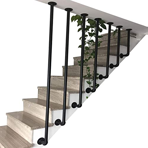 Corrimano a muro per scale per scale Gradini Tubo Zincato Nero Corridoio a soppalco per bambini anziani Barra di supporto di sicurezza per scale interne esterne Terrazza del portico Corrimano