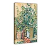 ANFOTCM Paul Cézanne, macetas y flores de terracota, macetas en terre cuite y flores, lienzo impreso para decoración del hogar, escuela, oficina, 60 x 90 cm