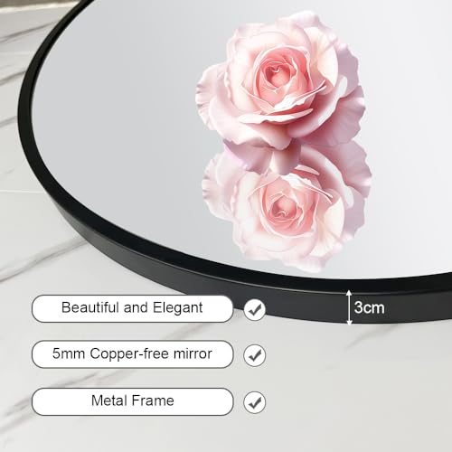 34inch Bathroom Round Mirror,Wall Mounted Vanity Mirror,Steel Frame,Black,Steel Frame - Image 5