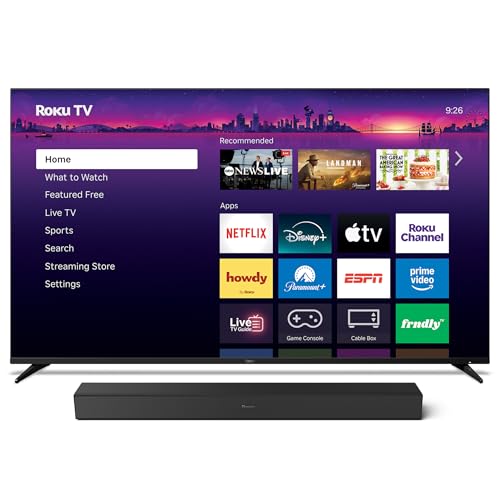 Image of Roku Smart TV - 55-Inch Pro Series, Mini-LED TV - RokuTV with Backlit Voice Remote Pro - Flat Screen 4K QLED Television TV Wireless Soundbar, Soundbar Exclusively for RokuTV