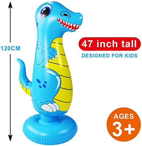Punch Bag for Kids,kids dinosaur boxing bag,Free Standing Boxing Bag for Immediate Bounce Back Heavy Punching Bag for Practicing Karate,Taekwondo,De-Stress Boxing Bag for Boy/Girl