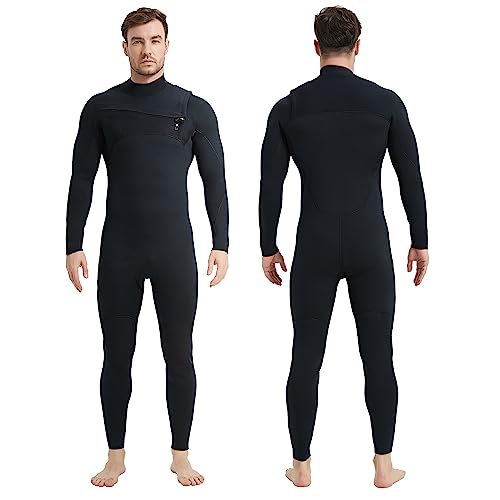 Lemorecn Men’s Surfing Wetsuit Super Stretch Neoprene 4/3mm Chest Zip Full Wetsuit for Men(MC0401M)