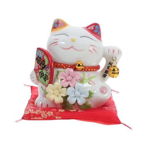 HOOTNEE Tirelire Chat Céramique Figurine De Chat Saluant Décoration Feng Shui Pot Épargne pour Maison Bureau