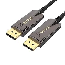 BIFALE DP Fiber Optic Cable 50ft, 8K Fiber Displayport 1.4 Cable Support HBR3, DSC 1.2, HDR10, 32.4Gbps, 8K@60Hz, 4K@144Hz, Thin and Slim Fiber DP1.4 Cable