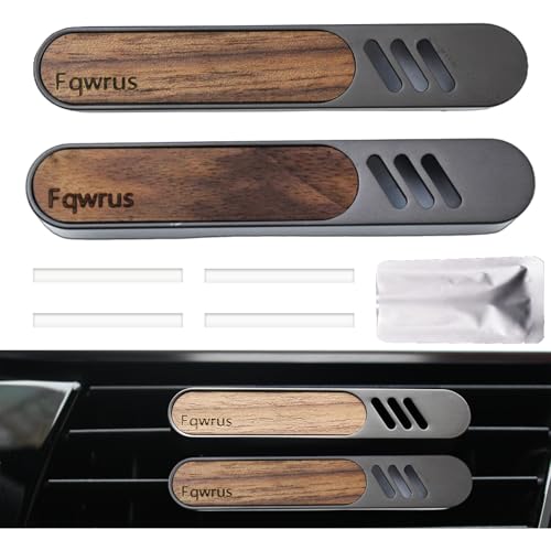 2 Packs Car Air Freshener Diffuser, Car Diffusers for Essential Oils, Perfume Diffuser &1Essential Oil Bottle 4 Unscent Reusable Fiber Sticks, Custom Scent, Metal & Wood Design, Gift for Men