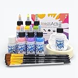 SneakArts Kit Customisation Sneakers, Cuir & Textile - 6 Peintures (Pastel) + Vernis + Pinceaux - Fabriqué en France
