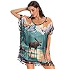GuoChe Wilderness Moose Lake Print Womens Swimsuit Cover Ups Dress Beach Coverups for SwimwearWilderness Moose Lake Print #2