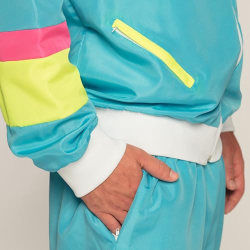 Boland Costume pour adulte Survêtement des années 80 avec poches, veste et pantalon, combinaison de camping, costume de jogging, costume d'Assi, style rétro, costume de groupe, fête à thème, carnaval,