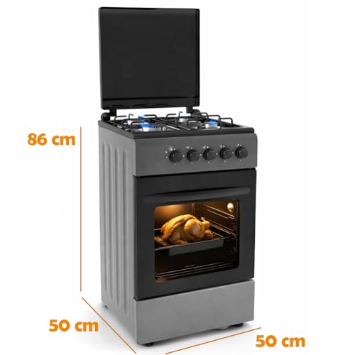 Bakaji Cucina Da Esterno Alimentazione A Gas Con Forno E 4 Fuochi, Cucinino Con Bruciatori E Griglie Rimovibili In Ghisa Con Mobile E Accensione Ergonomica, Ideale Per Esterni Ed Interni (Grigio) - 5