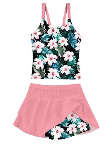 Image of ALISISTER Girls Tankini Swimsuit Two Piece Bathing Suits Summer Beach Swimwear with Shorts for 7-12 Years