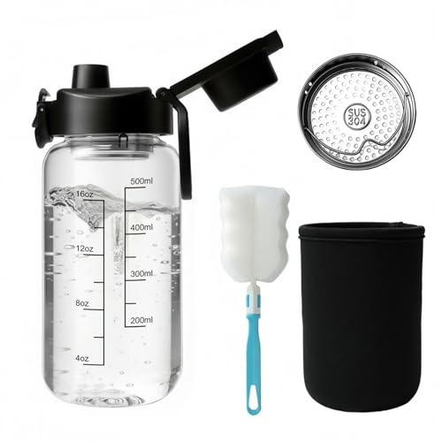 Neodaco 20 OZ Glass Shaker Bottle, Odorless Sport Water Bottle with 304 Stainless Steel Ball and Removable Cleaning Brush for Fitness Protein Mixes