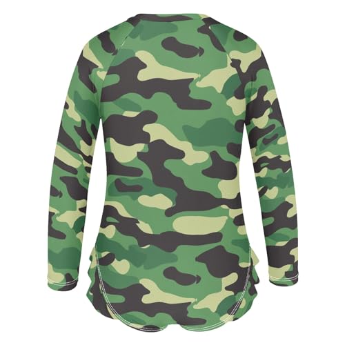 ALAZA Toddler Swimsuit Girl Bathing Suit Swimwear Rash Guard Green Camouflage Long Sleeve 3T3
