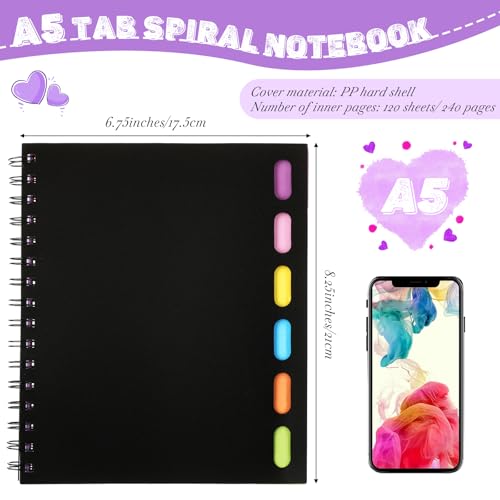 Cahier à spirales pour ne plus perdre vos notes grâce aux onglets de séparation multi-sujets A5 - 2