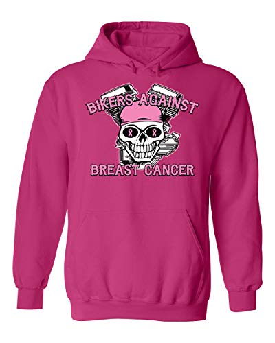 GOOD SHOPPERS ACTIVEWEAR Biker Against Cancer Breast Cancer Awareness Unisex Pullover Hoodie Hooded (Pink,X-Large)