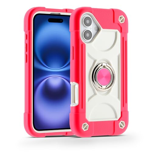 Image of MARKILL Compatible with iPhone Case with Ring Stand, Military Grade Drop Protection Full Body Rugged Heavy Duty Protective Durable Cover iPhone. (Hot Pink, iPhone 16 Plus 6.7 inch)