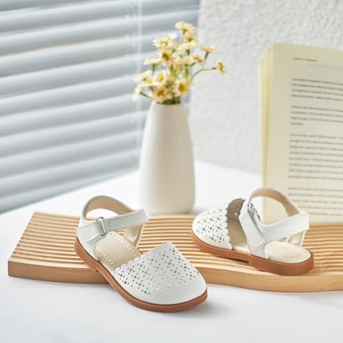 Image of ESTINE Toddler Girls Little Kids Close Toe Sandals - Flower Girl Dress Flats Summer Shoes