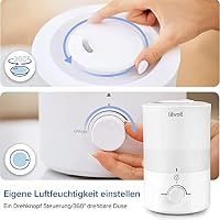 Levoit Luftbefeuchter Schlafzimmer, langlebig mit Auto Shut-off, Kaltnebel-Ultraschall mit oberer Befüllung, 25 dB Raumbefeuchter für Baby, Pflanzen, bis 25H, 3 L, Warmweiß – Ansicht 7