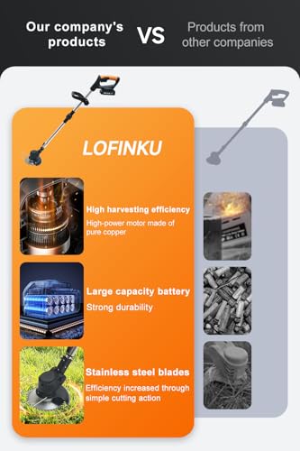 Lofinku GCJ-HEI-1 Cordless Weed Wacker,Electric Weed Eater,2 Batteries,Grass Trimmer Cordless,Weed Erimmer Black thumb #6