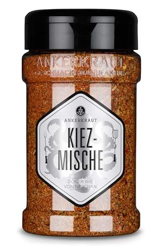Ankerkraut Kiezmische, Gewürzsalz für Döner, mit Meersalz, Paprika edelsüß, Chilischrot, Knoblauch und mehr, zuckerfrei, 215 g im Streuer