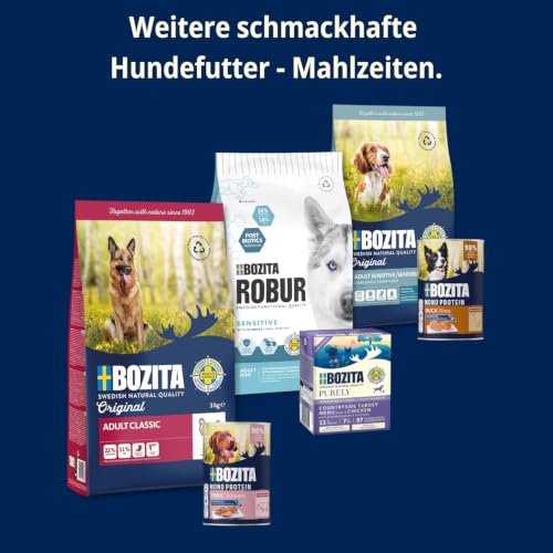 Bozita Dog Paté Mix Rind, Ente & Lamm 12×400 g – getreidefreies Nassfutter für Hunde mit Postbiotika – Singleprotein Pastete - Mixpack ohne Zuckerzusatz & künstliche Zusatzstoffe