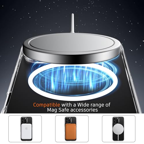 Image of Diverbox for iPhone 16 Pro Max Case Clear [Compatible with MagSafe] [with Screen Protector + Camera Lens Protection ] Shockproof Phone case for iPhone 16 pro Max (Clear Magnetic)