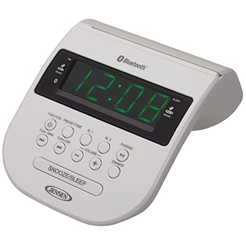 Jensen Jcr-295-W Bluetooth Clock Radio With Cellphone Holder, White #TOP1