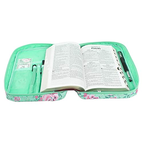 G-LEAF Bible Cover Case/Book Cover, Bible Case for Women Girls, Bible Cover Bags Floral Pattern With Handle Fits for Standard Size Bible, 9.5x6.7x2.5 In